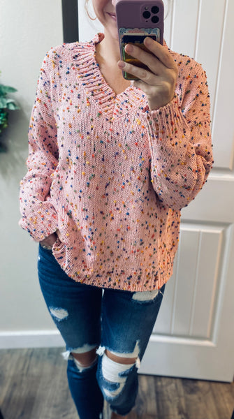 Confetti Dot V-neck Sweaters