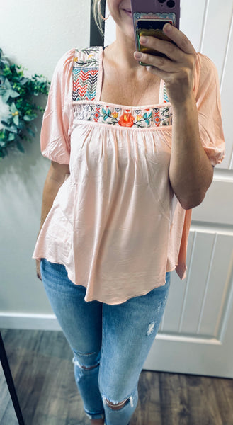 Preorder Pink Embroidered Top