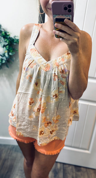 Peach Brilliant Blossom Swiss Dot Tank
