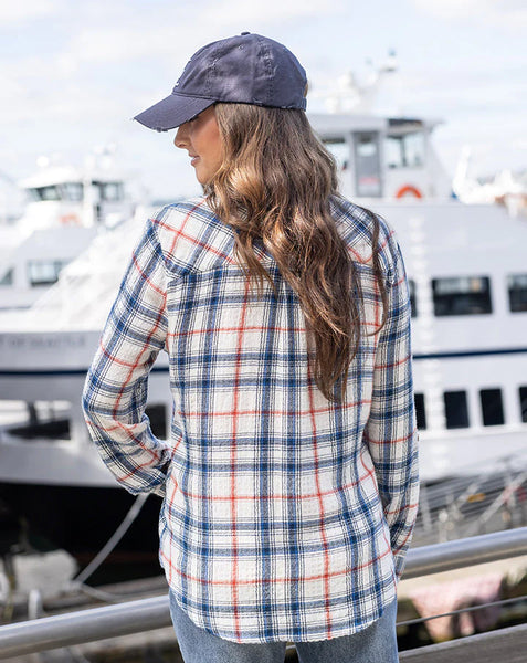 Navy Plaid Button Up
