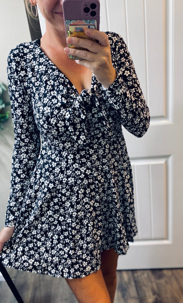 Black Floral Skort Dress