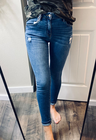 Kancan Midwash Distressed Pocket Denim