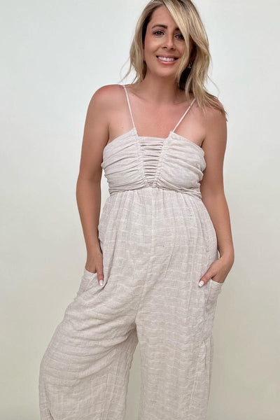 Halter Tie Back Woven Jumpsuit