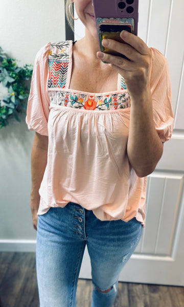 Preorder Pink Embroidered Top