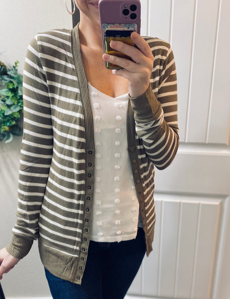 Striped Snap Cardigan
