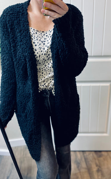 Black Popcorn Cardigan