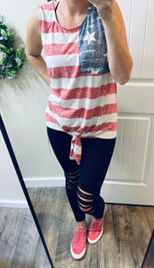 Stars and Stripes Front Tie Tank