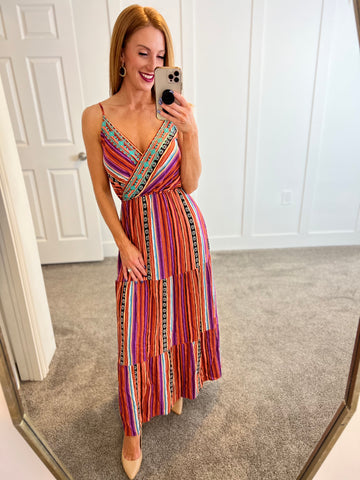 Multicolor Aztec Maxi Dress