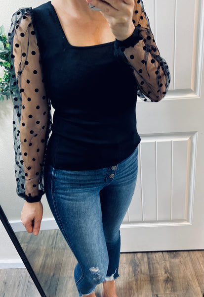 Polka Dot Square Neck Top