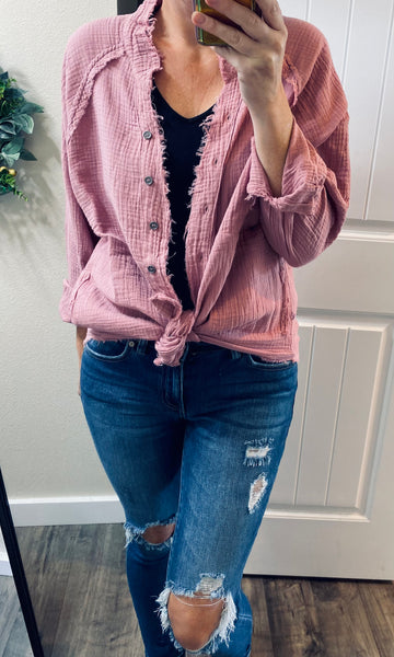 Frayed Button-Up