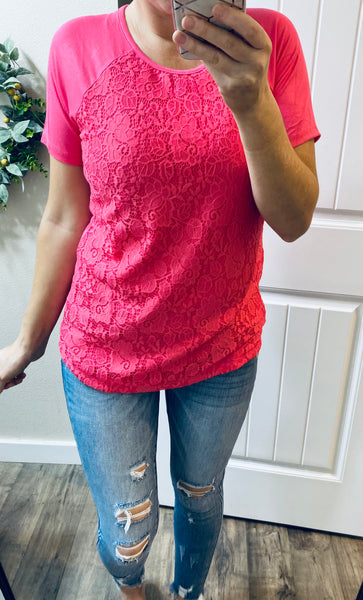 Sale! Pink Lace Front Top