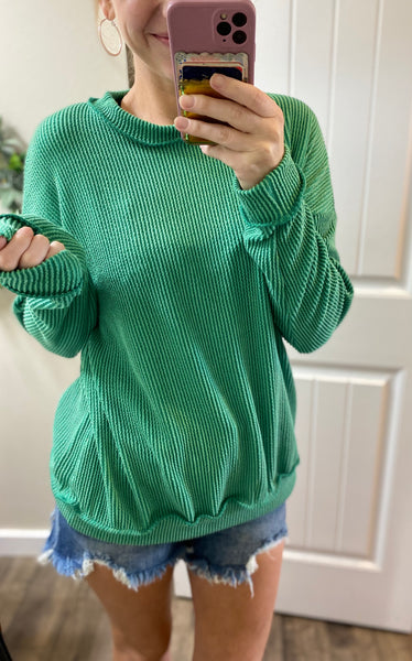Emerald Ribbed Long Sleeve