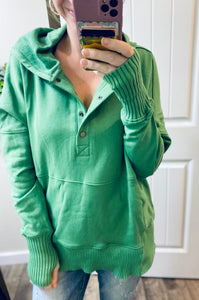 Washed Oversized French Terry Button Pullover