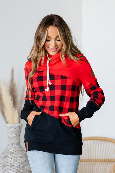 Ampersand Ave. Red/Plaid/Black Colorblock Singlehood