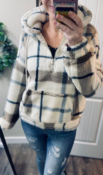 Ampersand Ave. Plaid Sherpa 1/2 Zip Pullover