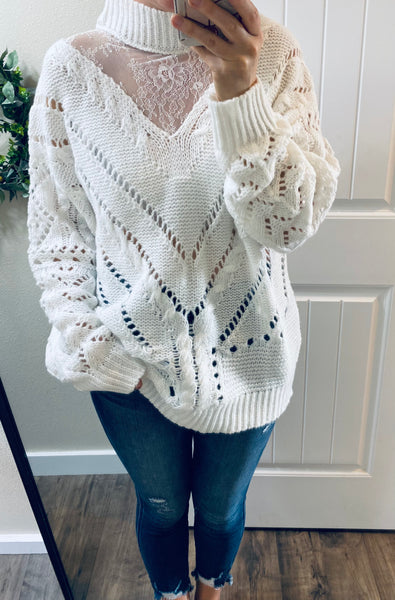 Ivory Perforated Sweater