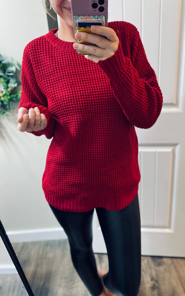 Hi-Low Waffleknit Sweater