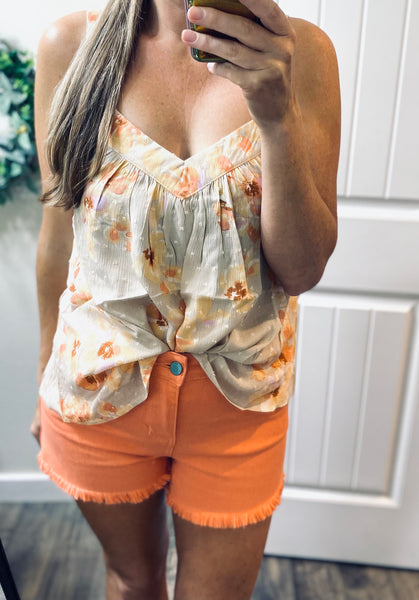 Peach Brilliant Blossom Swiss Dot Tank