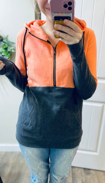 Coral Charcoal 1/2 Zip Hoodie