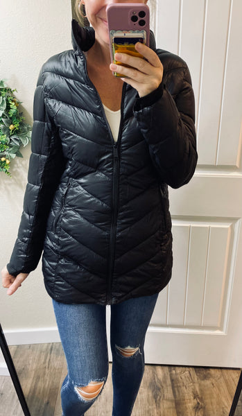 Black Puff Long Jacket