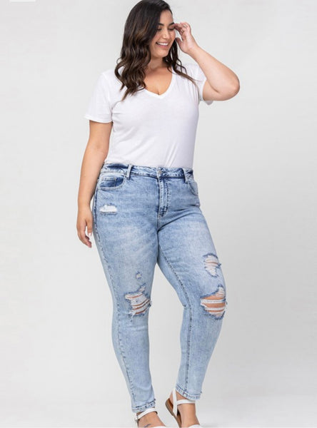 Vervet Lightwash Distressed Denim