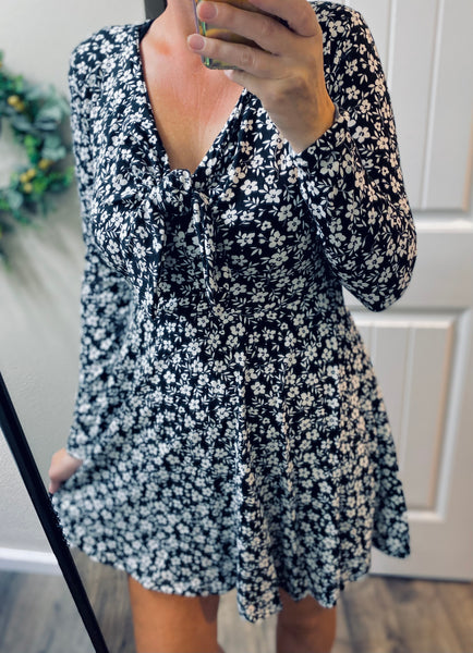 Black Floral Skort Dress