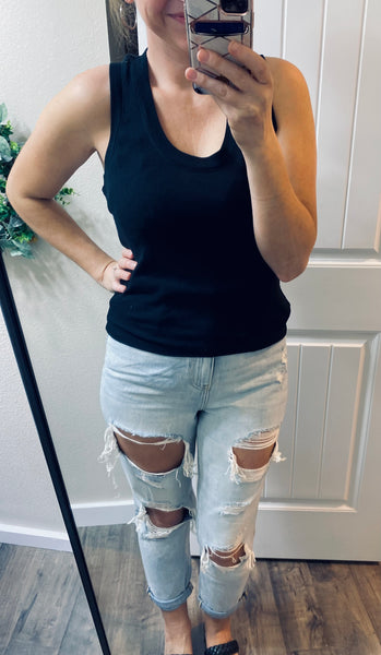 Kancan Paperbag Distressed Mom Denim