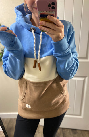 Sale!!! Regatta/Mocha Colorblock Oversized Wanakome Hoodie