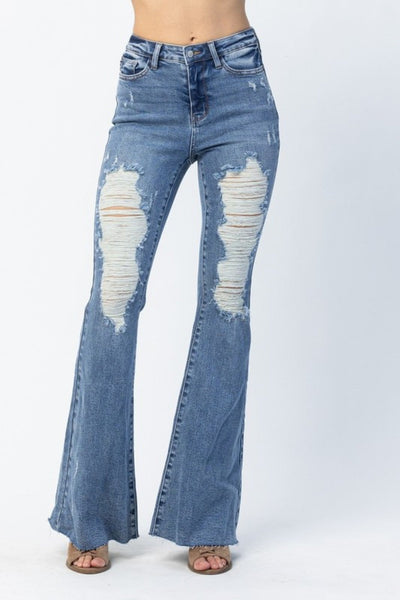 Judy Blue Heavy Destroy Flare Jeans