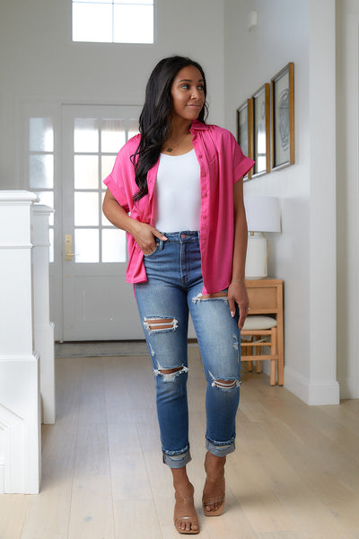 Dark Distressed Straight Jeans