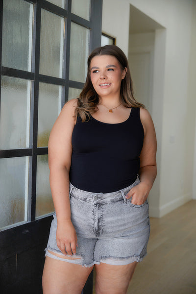 Judy Blue Grey Wash Distressed Shorts