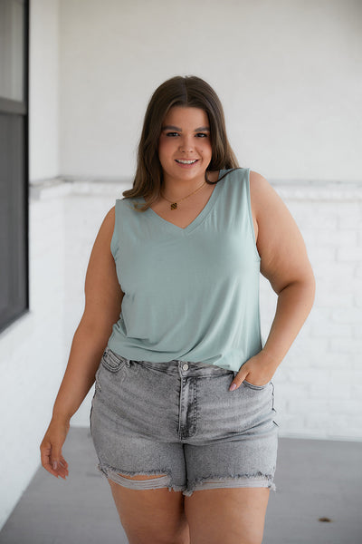 Judy Blue Grey Wash Distressed Shorts