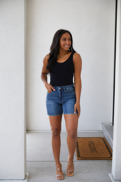Judy Blue Non-Distress Mid-length Denim Shorts