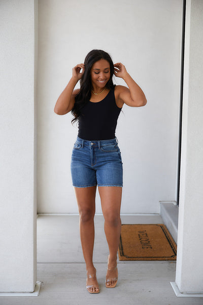 Judy Blue Non-Distress Mid-length Denim Shorts
