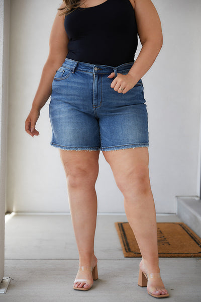 Judy Blue Non-Distress Mid-length Denim Shorts