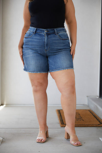 Judy Blue Non-Distress Mid-length Denim Shorts