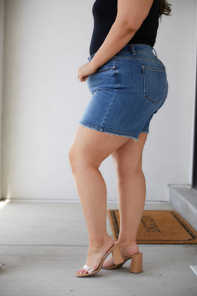 Judy Blue Non-Distress Mid-length Denim Shorts
