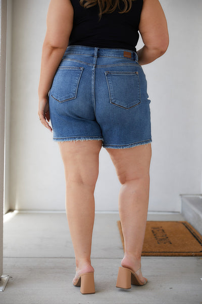 Judy Blue Non-Distress Mid-length Denim Shorts