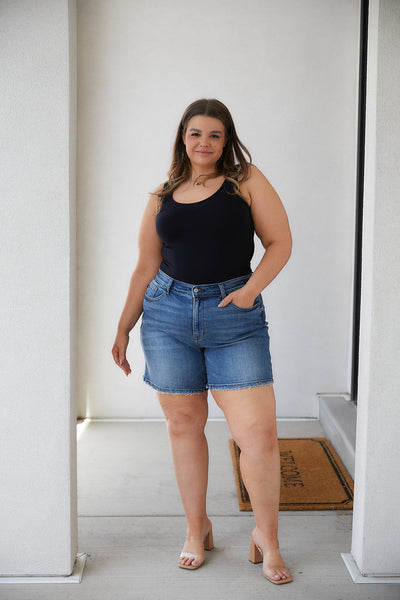 Judy Blue Non-Distress Mid-length Denim Shorts