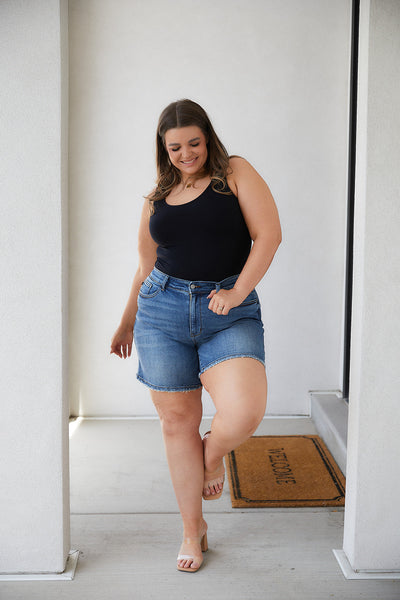 Judy Blue Non-Distress Mid-length Denim Shorts