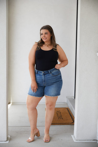 Judy Blue Non-Distress Mid-length Denim Shorts