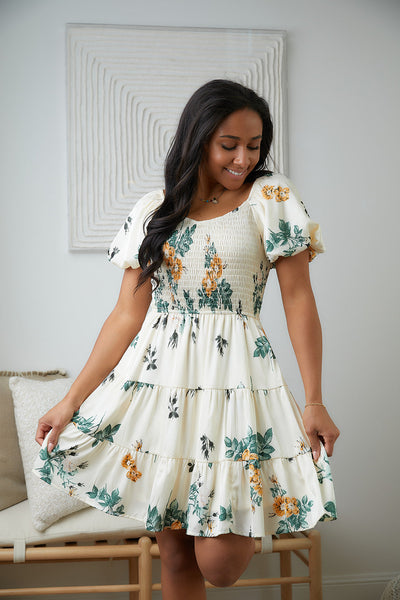 Cream Floral Dress