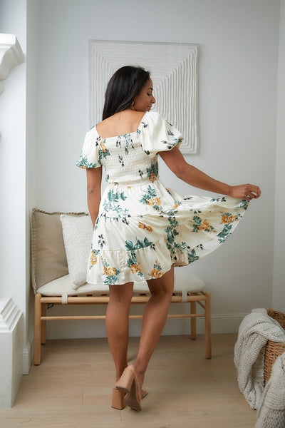 Cream Floral Dress