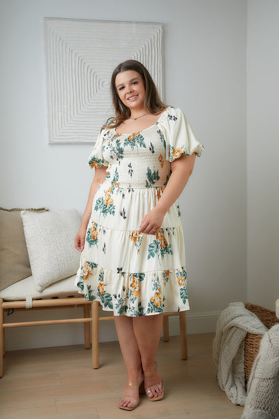 Cream Floral Dress