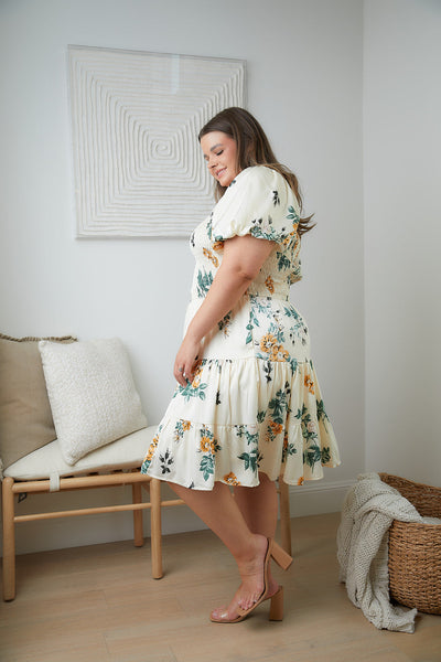 Cream Floral Dress