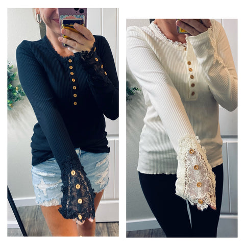 Ribbed Lace Cuff Thermals