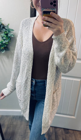 Heathered Oatmeal Pocket Cardigan