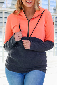 Coral Charcoal 1/2 Zip Hoodie