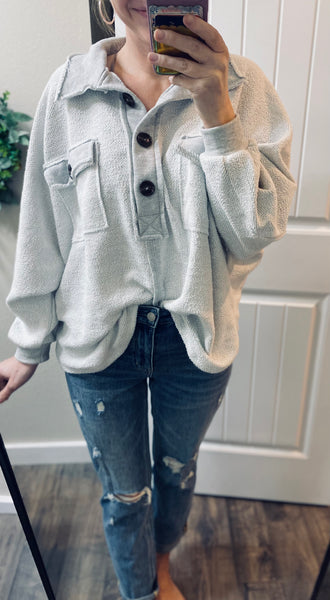 Grey Button Pullover