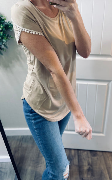 Taupe Tulip Hem Short Sleeve